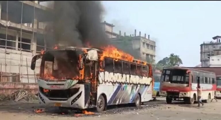 Assam: Bus catches fire in ASTC campus in Tinsukia