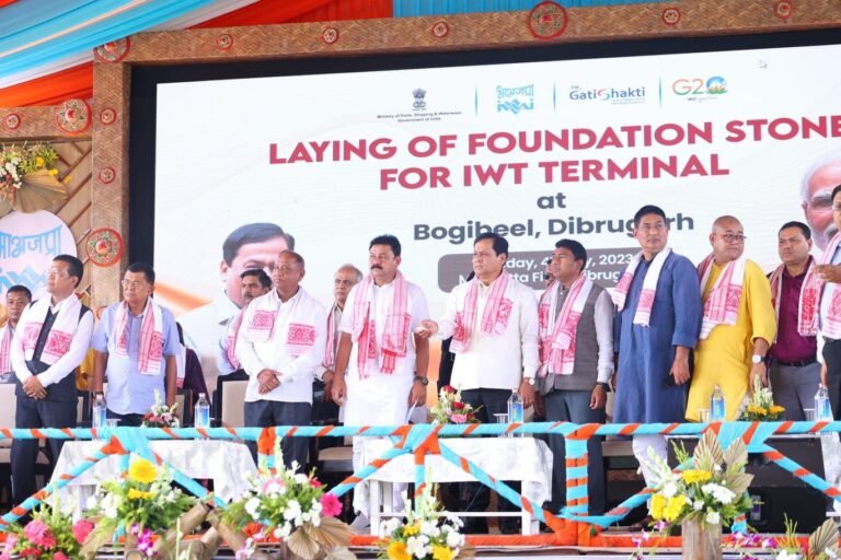 Assam: Union Minister Sarbananda Sonowal lays down foundation stone of IWT Terminal at Bogibeel